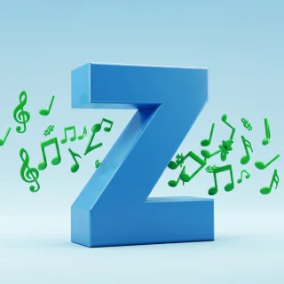 Green music notes — litera Z