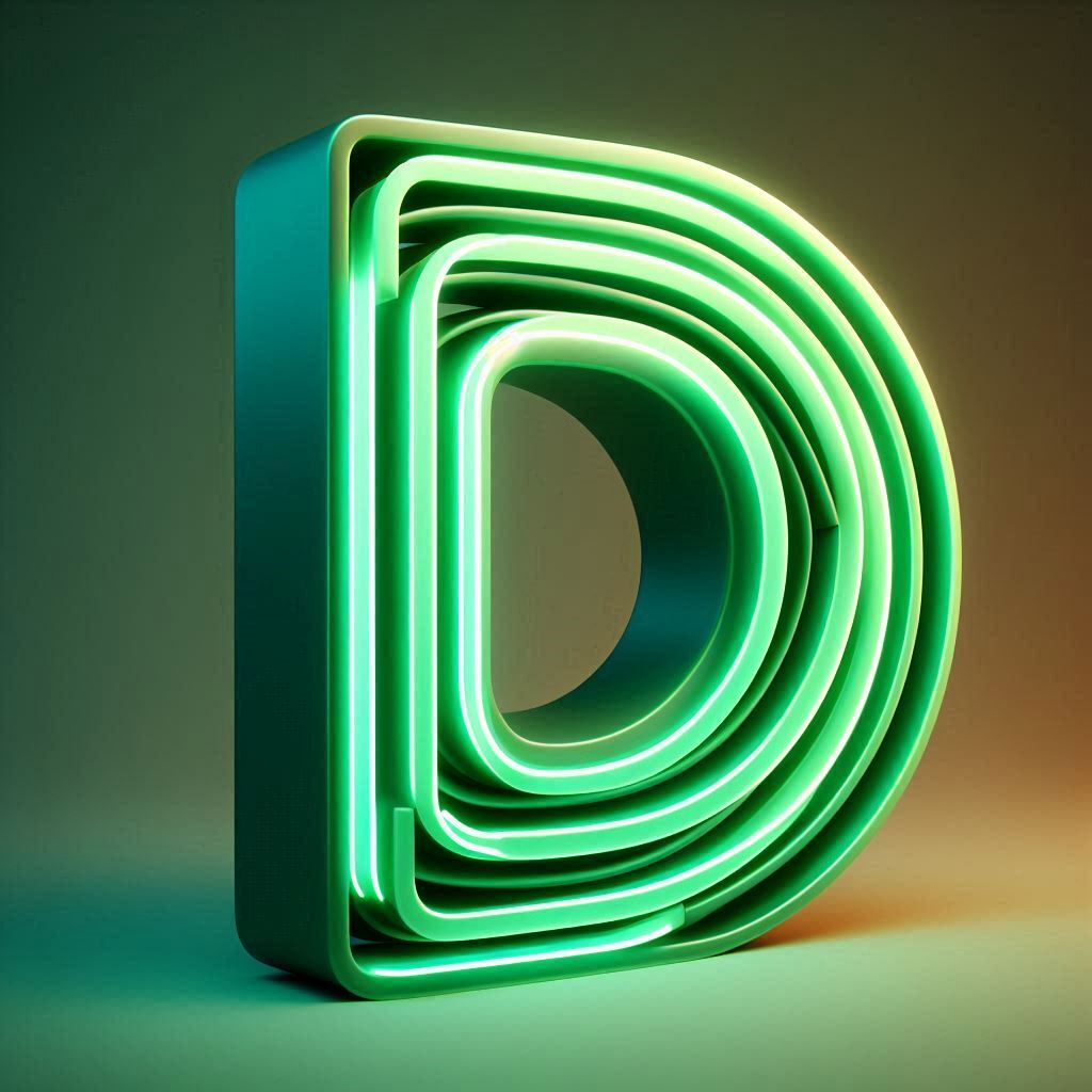 Green neon — litera D