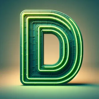 Green neon — litera D (wariant 2)