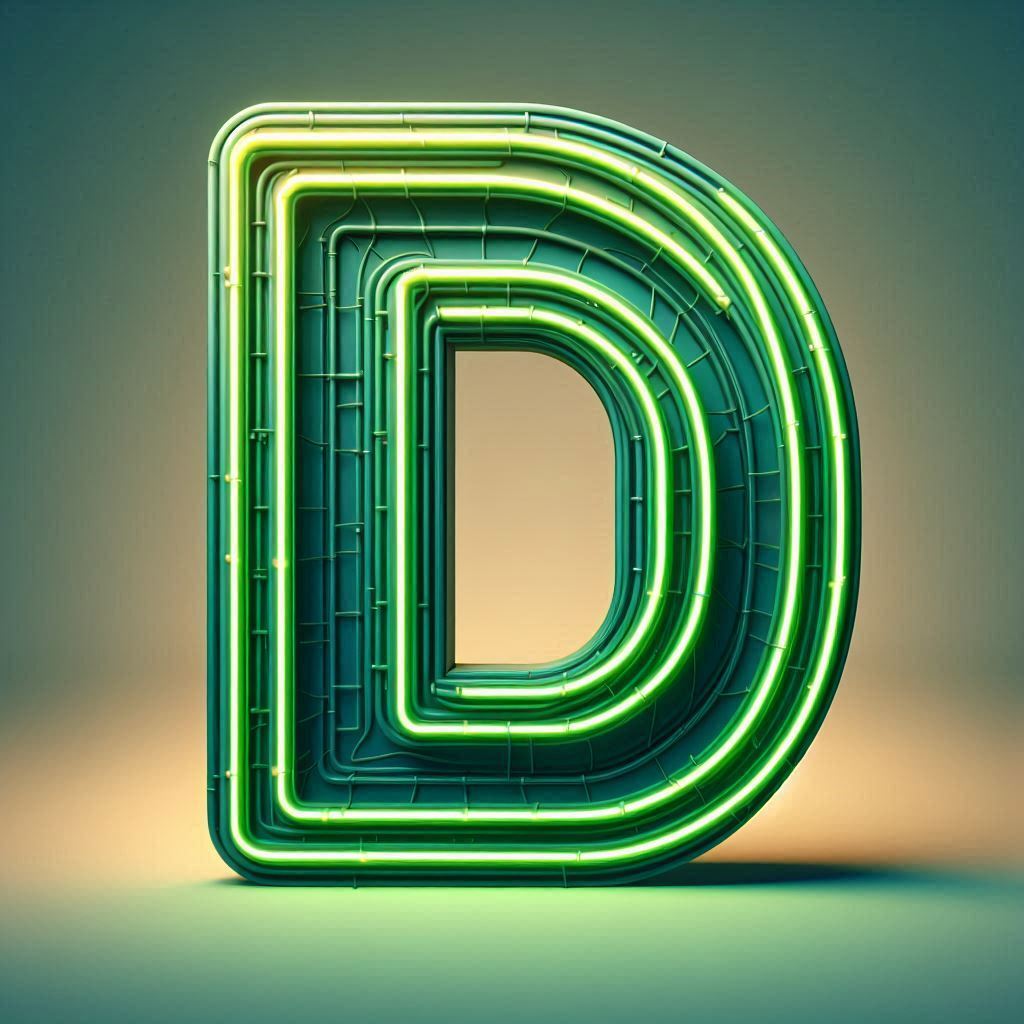 Green neon — litera D (wariant 2)