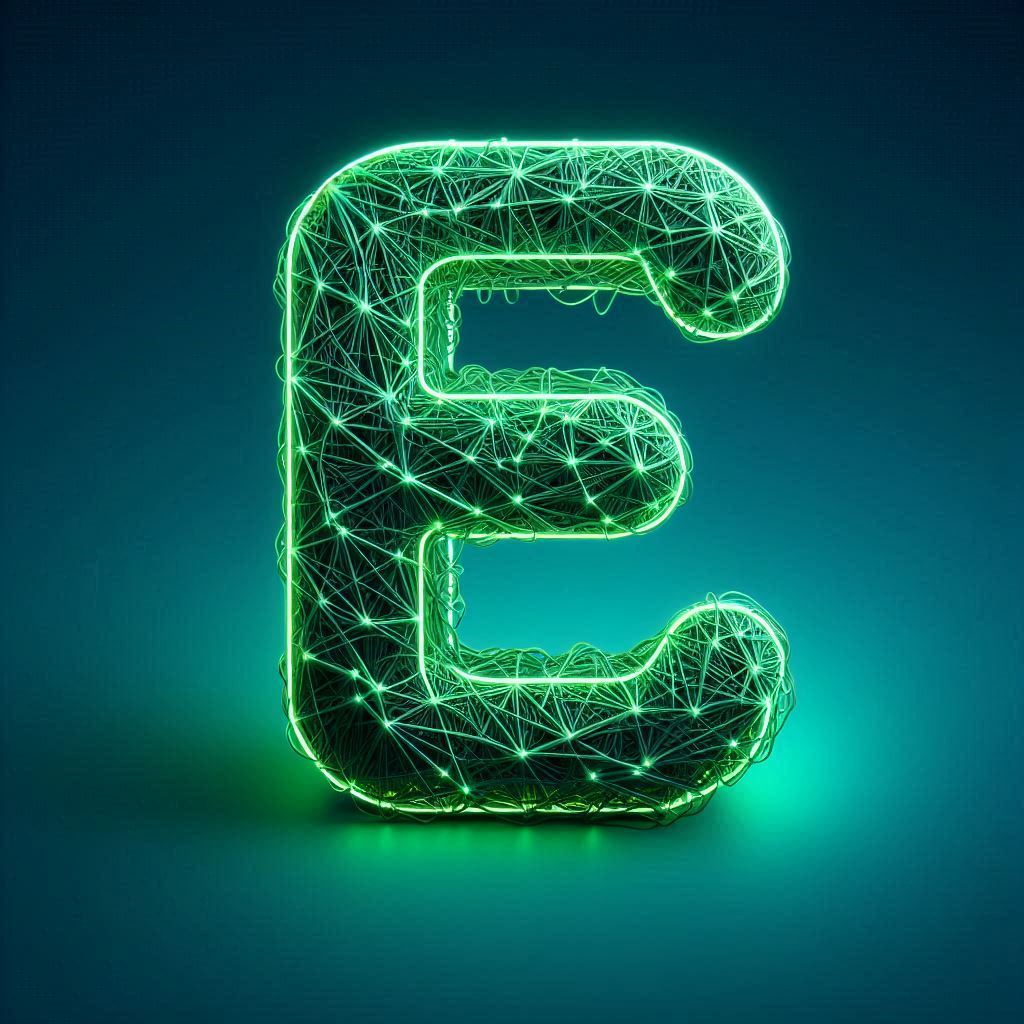 Green neon — litera E (wariant 2)