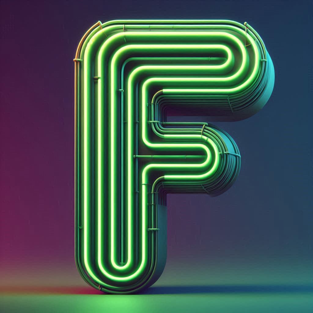 Green neon — litera F (wariant 2)