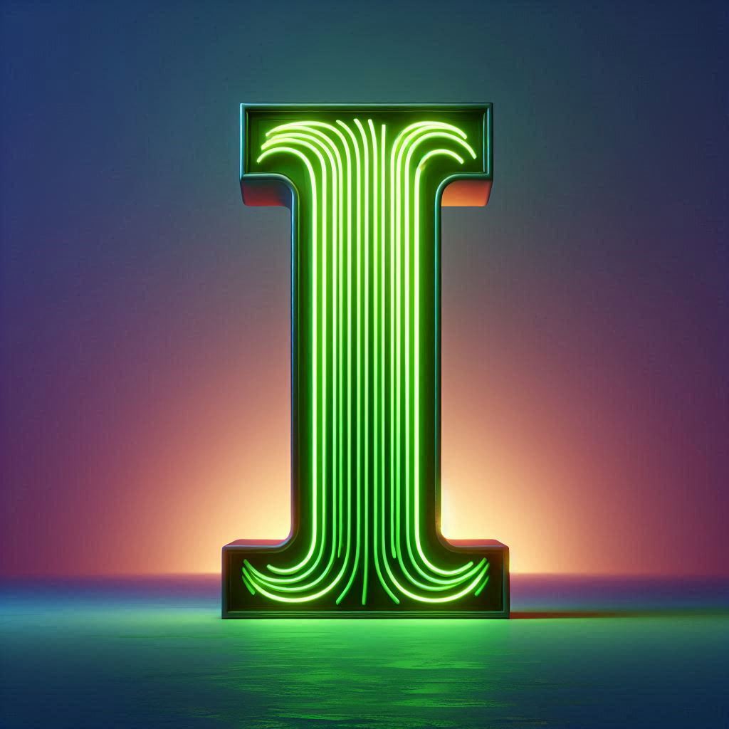 Green neon — litera I (wariant 2)
