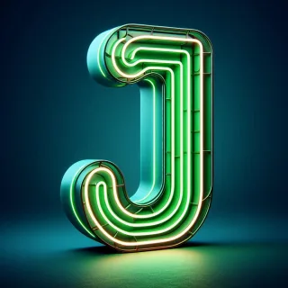 Green neon — litera J (wariant 2)