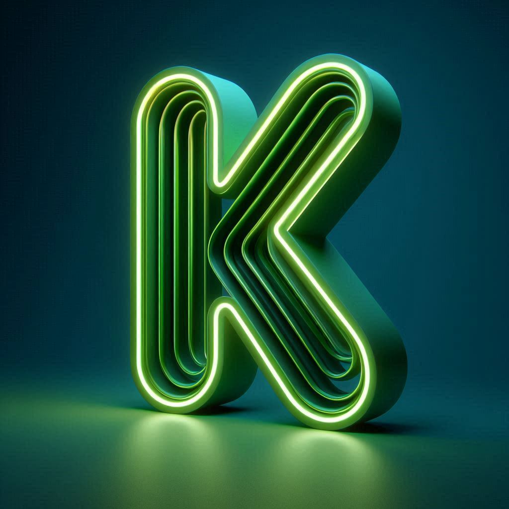 Green neon — litera K (wariant 2)
