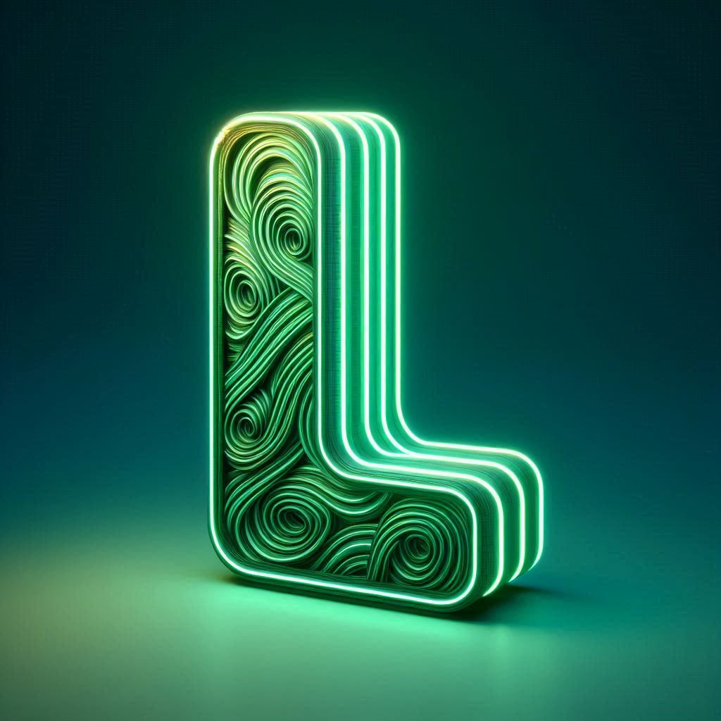 Green neon — litera L (wariant 2)