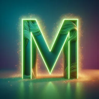Green neon — litera M (wariant 2)
