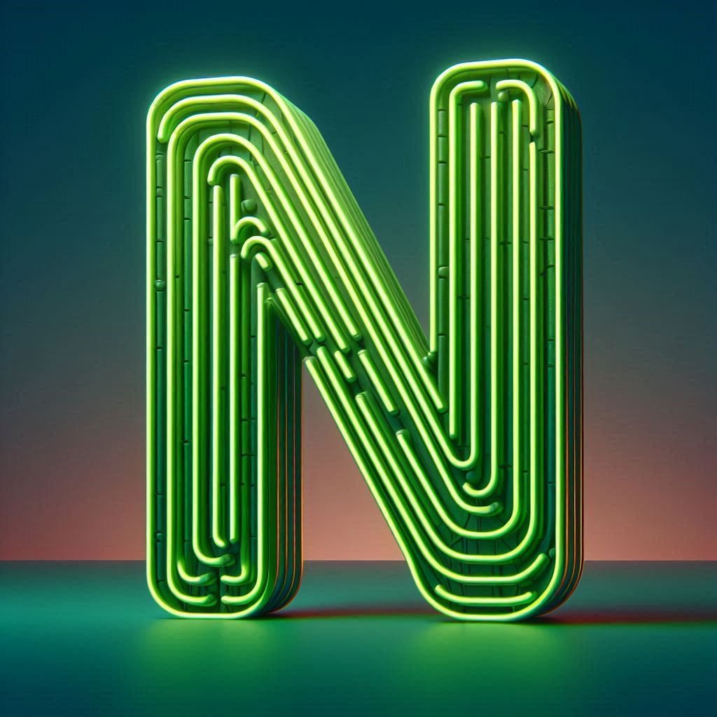 Green neon — litera N
