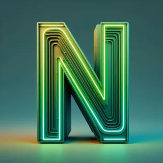 Green neon — litera N (wariant 2)