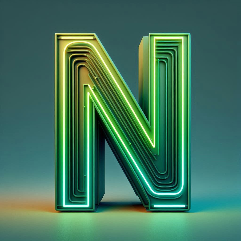 Green neon — litera N (wariant 2)