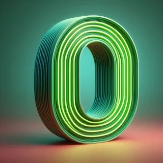 Green neon — litera O (wariant 2)