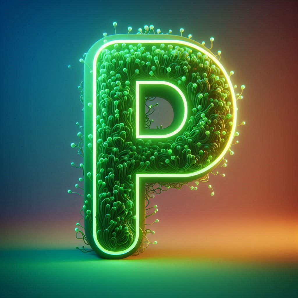 Green neon — litera P (wariant 2)