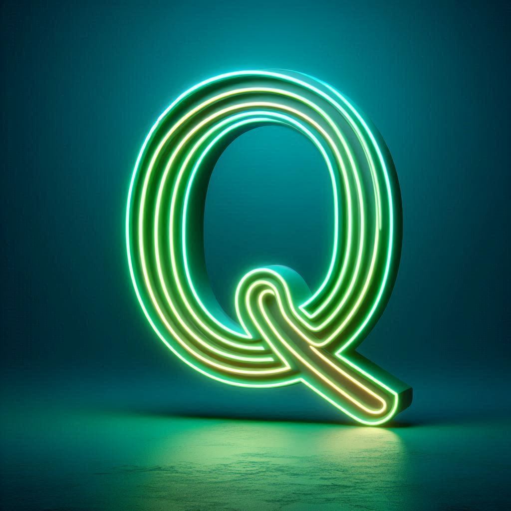 Green neon — litera Q (wariant 2)