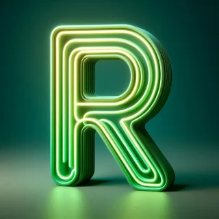 Green neon — litera R