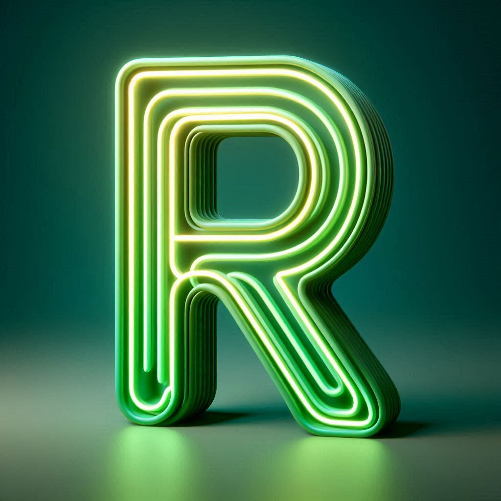 Green neon — litera R