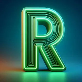 Green neon — litera R (wariant 2)