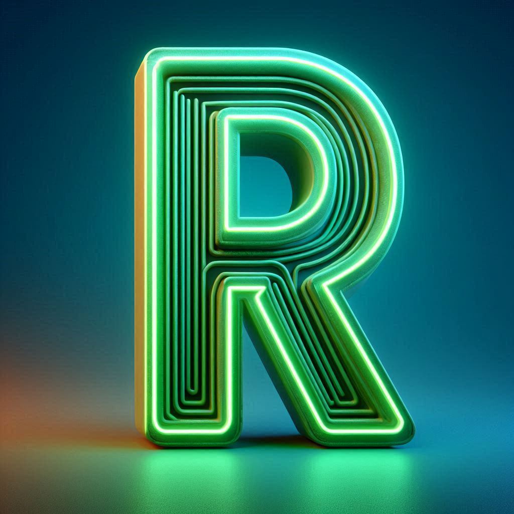 Green neon — litera R (wariant 2)