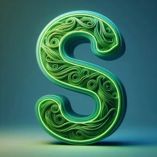 Green neon — litera S (wariant 2)
