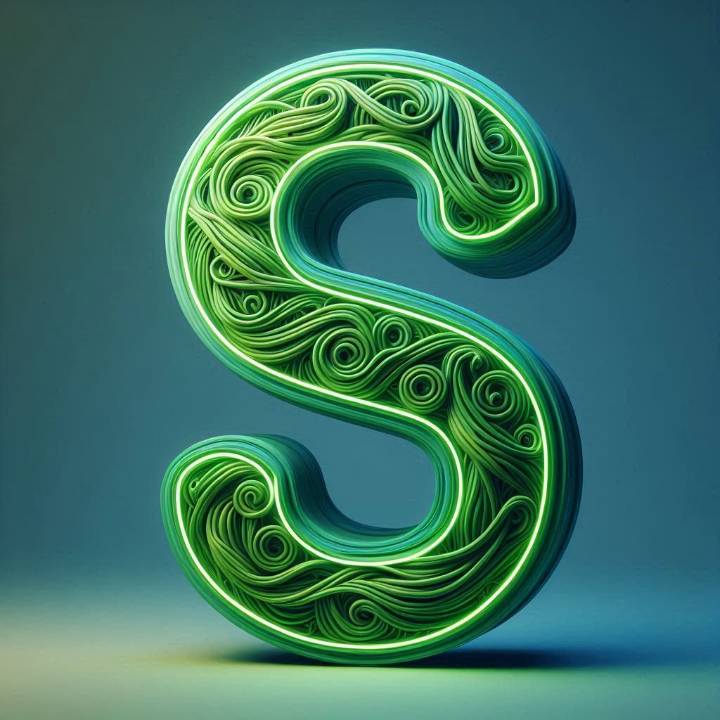 Green neon — litera S (wariant 2)