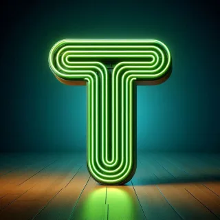 Green neon — litera T (wariant 2)