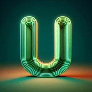 Green neon — litera U (wariant 2)