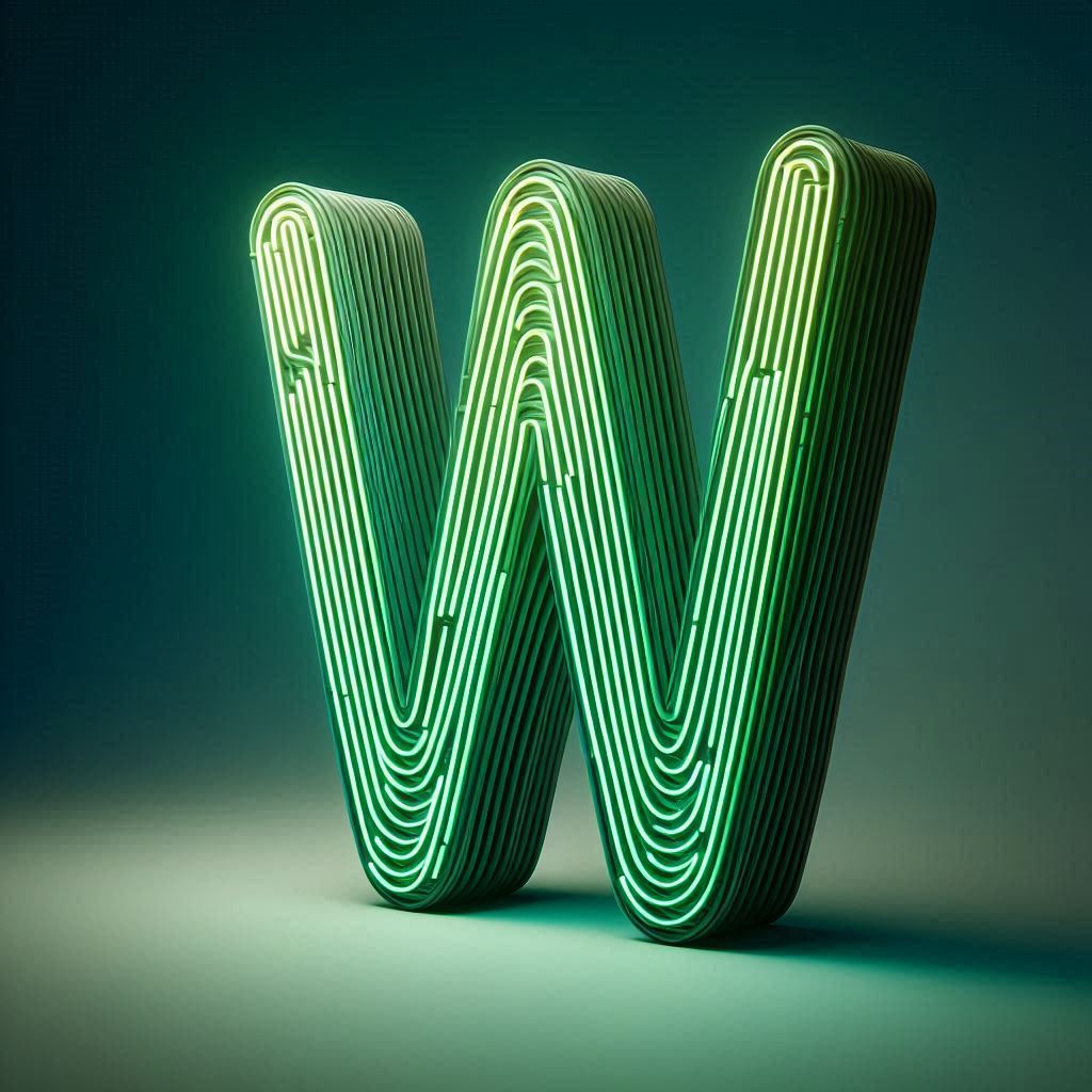 Green neon — litera W