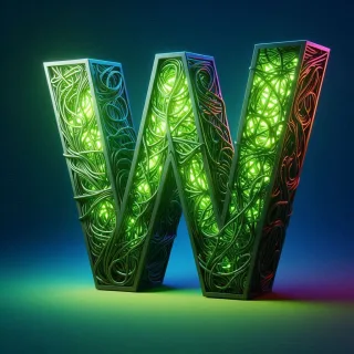 Green neon — litera W (wariant 2)