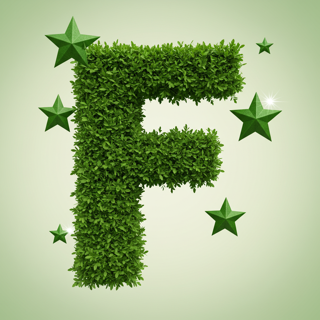 Green stars — litera F (wariant 2)
