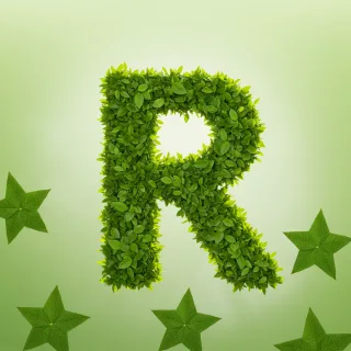 Green stars — litera R (wariant 2)