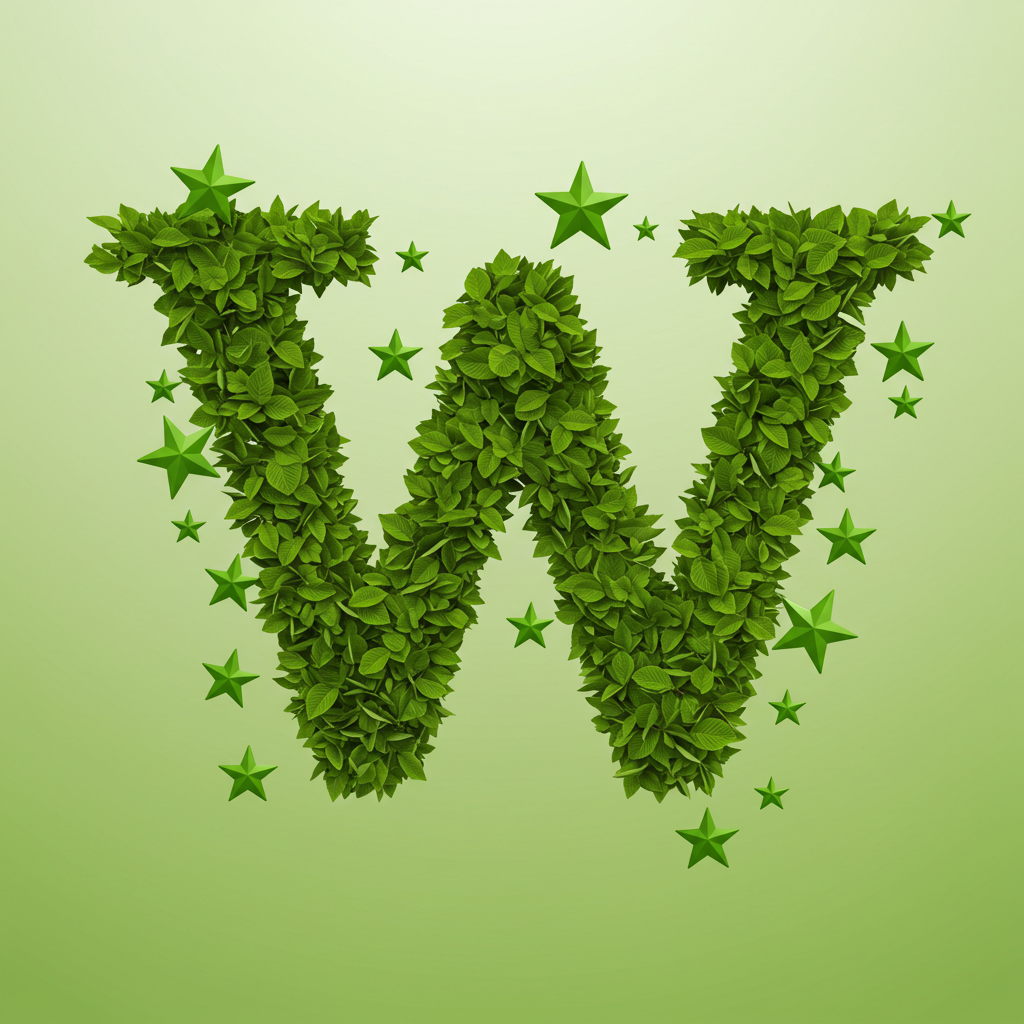 Green stars — litera W