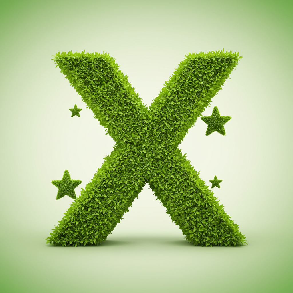Green stars — litera X (wariant 2)