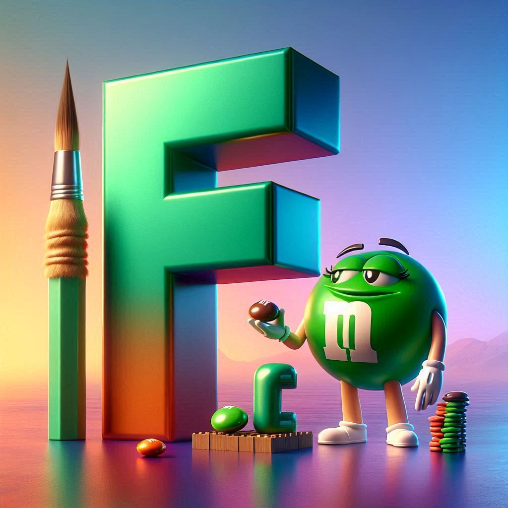 M&m — litera F (wariant 2)