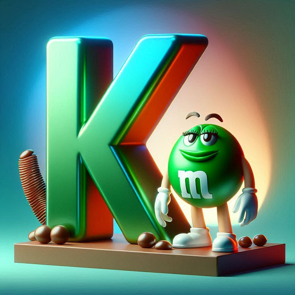 M&m — litera K (wariant 2)