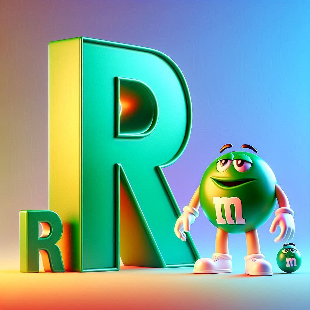 M&m — litera R (wariant 2)