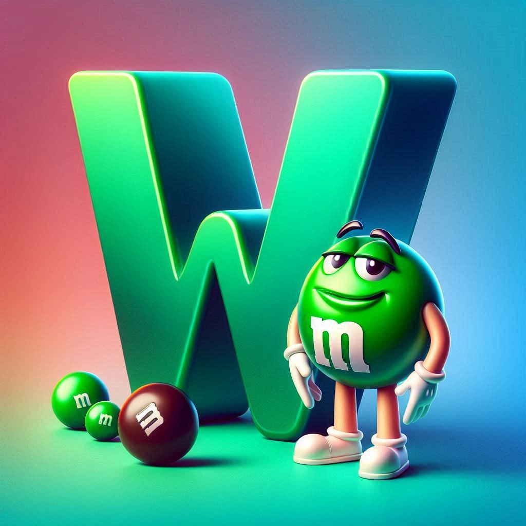 M&m — litera W (wariant 2)