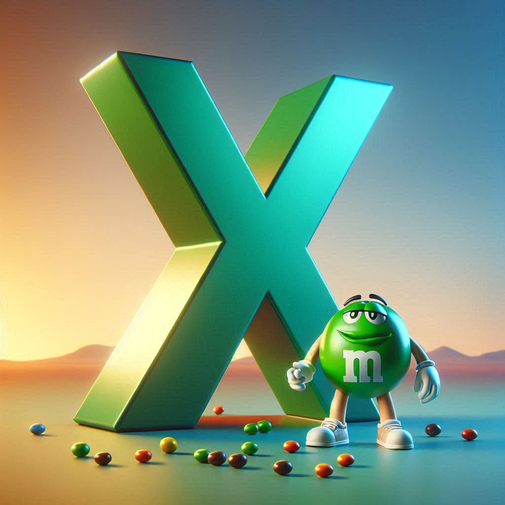 M&m — litera X (wariant 2)