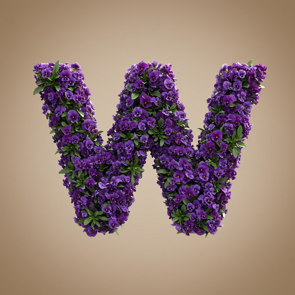 Pansies 3 — litera W (wariant 2)