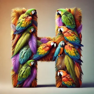 Parrot feathers — litera H (wariant 2)