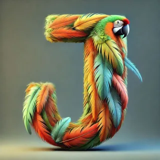 Parrot feathers — litera J (wariant 2)