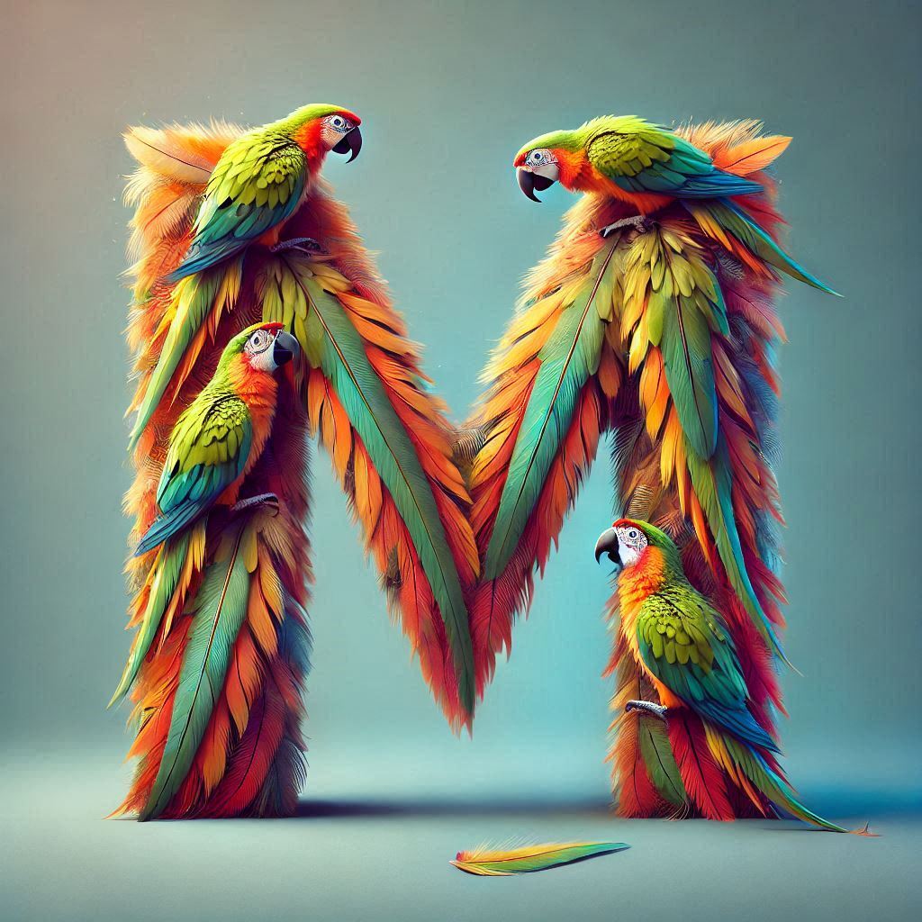 Parrot feathers — litera M (wariant 2)