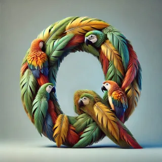 Parrot feathers — litera Q
