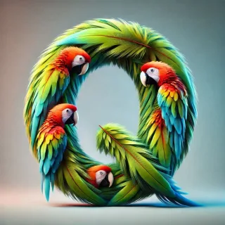Parrot feathers — litera Q (wariant 2)