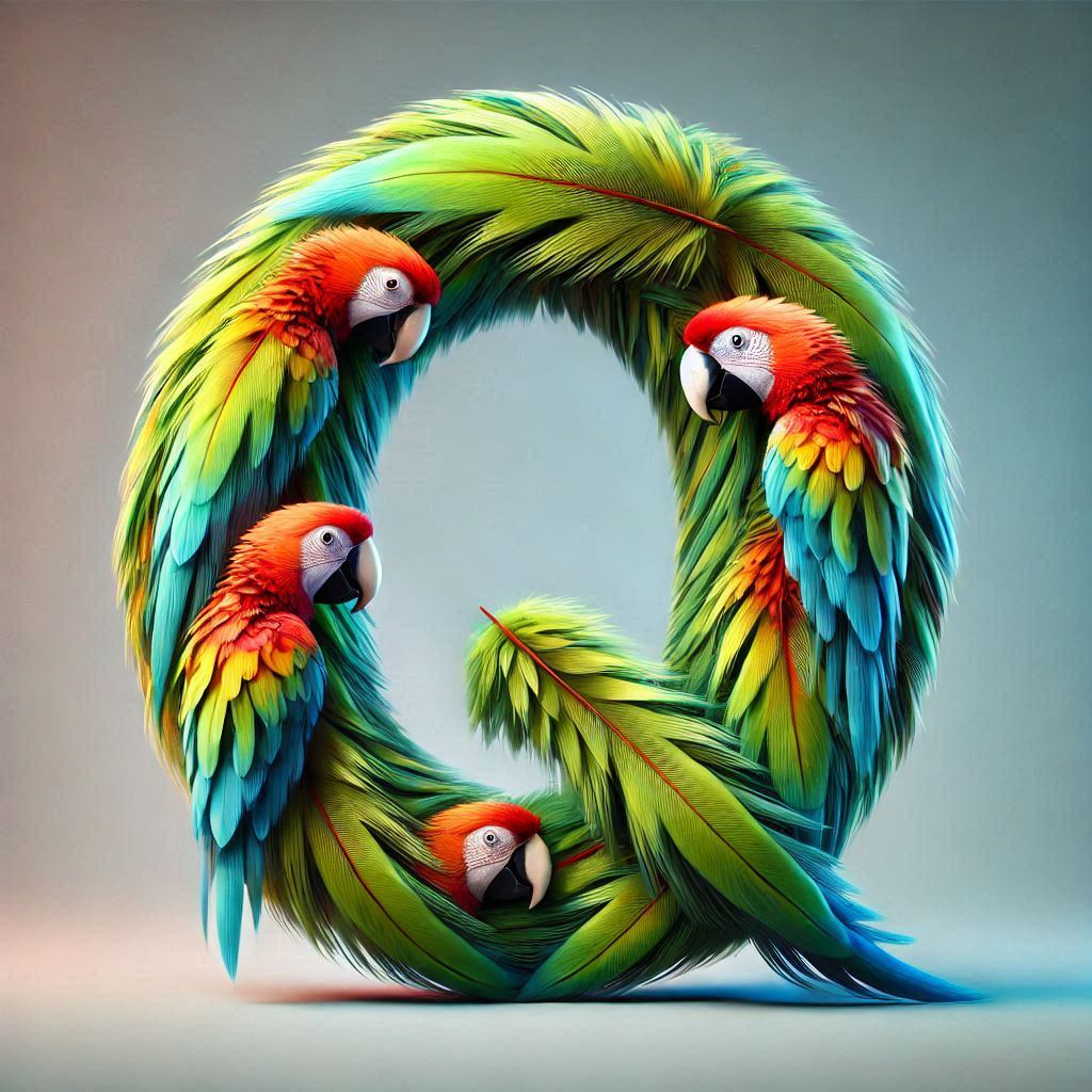 Parrot feathers — litera Q (wariant 2)