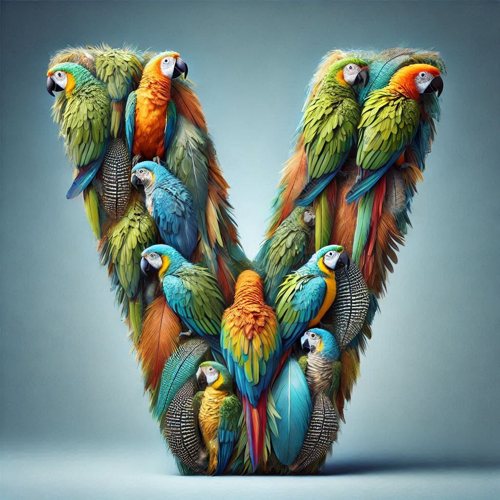 Parrot feathers — litera V
