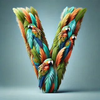 Parrot feathers — litera V (wariant 2)