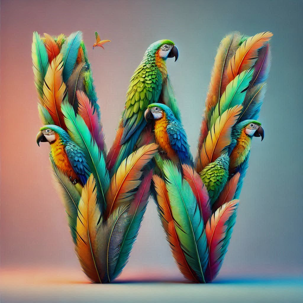 Parrot feathers — litera W (wariant 2)