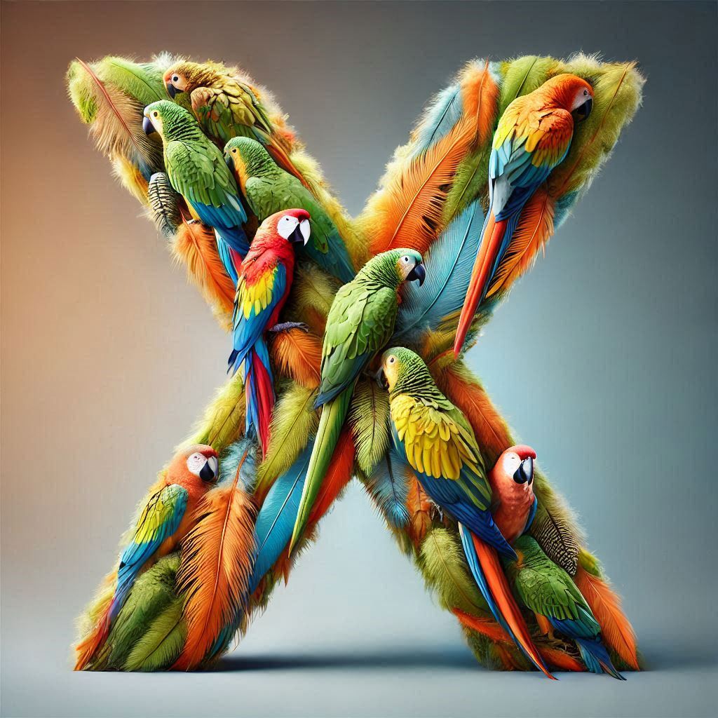 Parrot feathers — litera X
