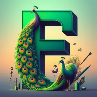 Peacock — litera F (wariant 2)