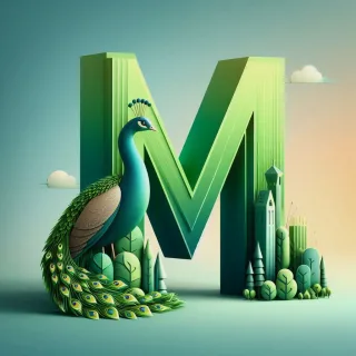 Peacock — litera M (wariant 2)