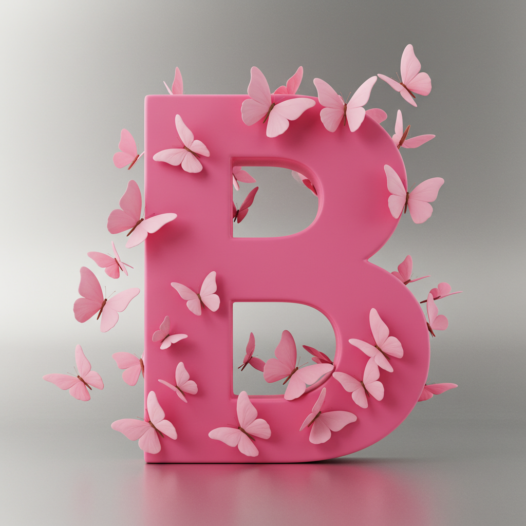 Pink butterflies — litera B